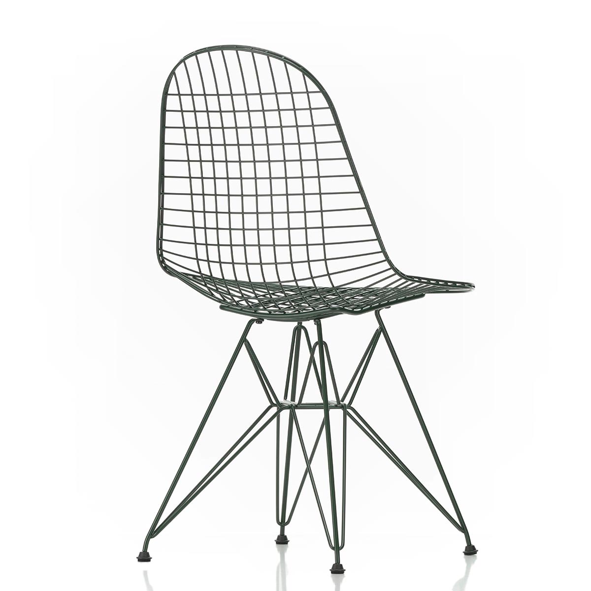 DKR Eames Wire Chair | Dark Green Powder Coat Frame with Black Glides