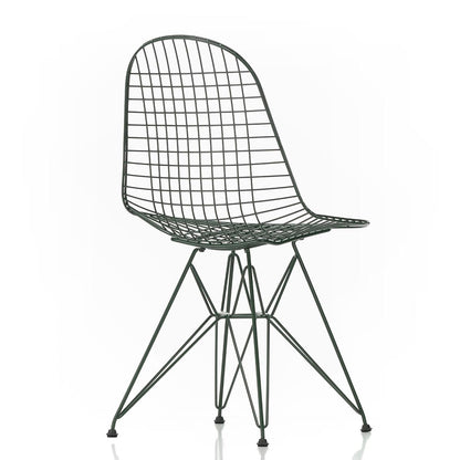 DKR Eames Wire Chair | Dark Green Powder Coat Frame with Black Glides