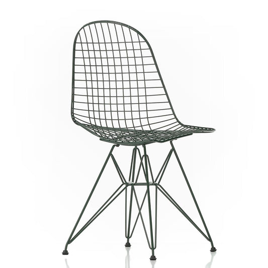 DKR Eames Wire Chair | Dark Green Powder Coat Frame with Black Glides