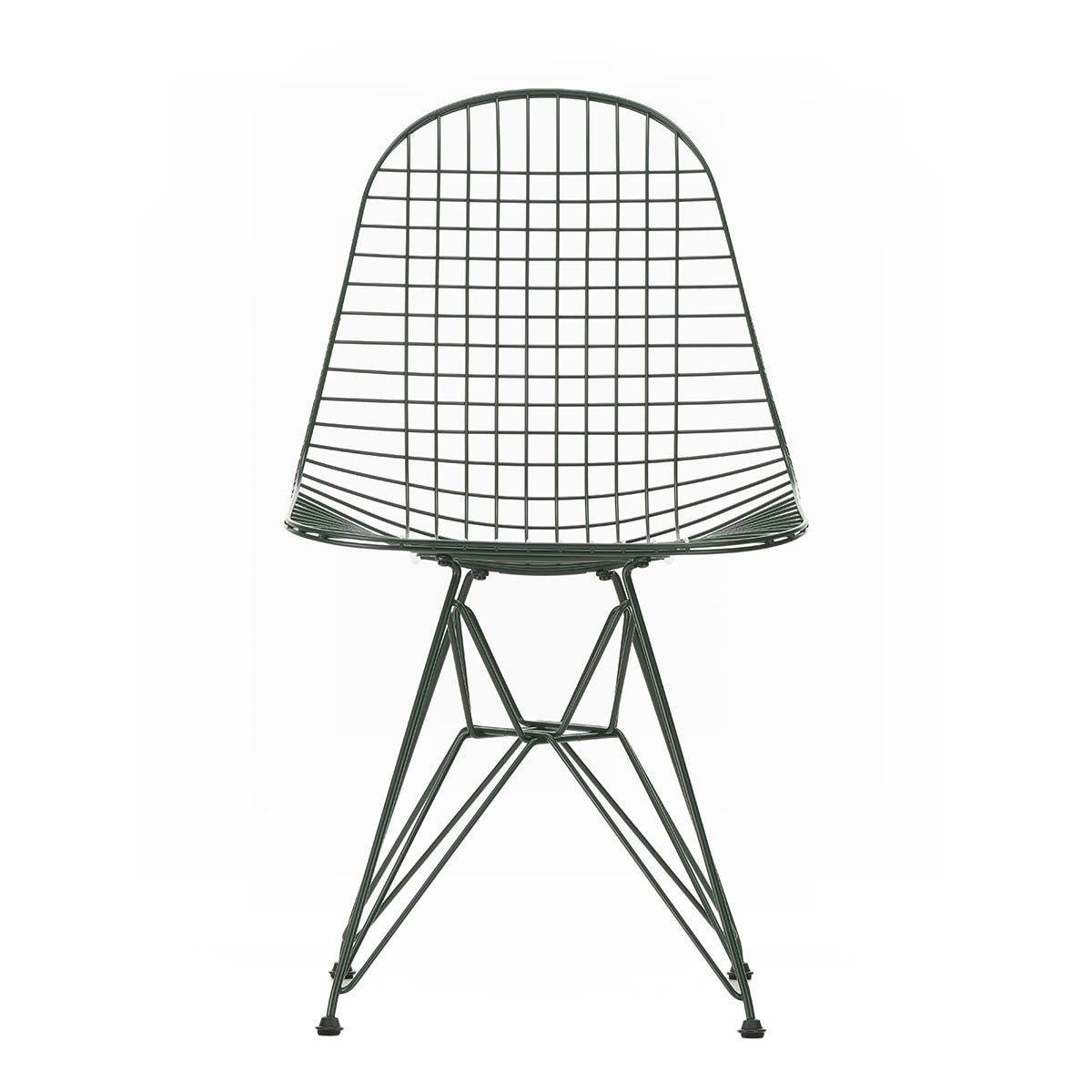 DKR Eames Wire Chair | Dark Green Powder Coat Frame with Black Glides