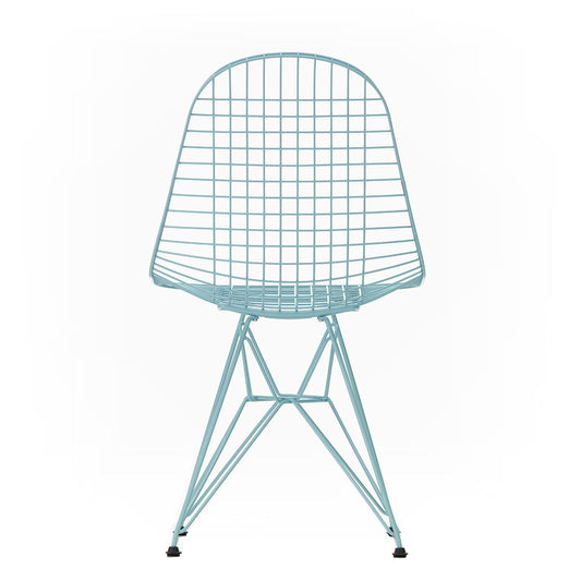 DKR Eames Wire Chair | Sky Blue Powder Coat Frame with Black Glides