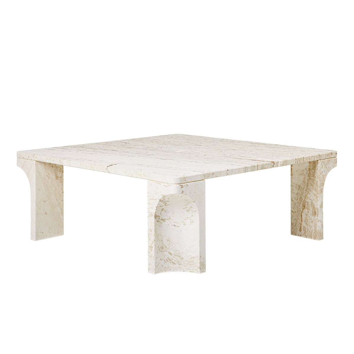 Doric Coffee Table Square | Neutral White Travertine