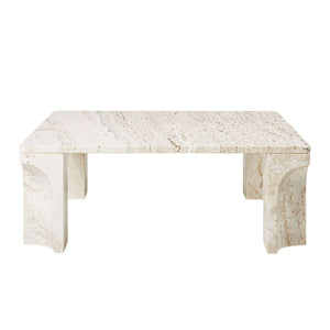 Doric Coffee Table Square | Neutral White Travertine