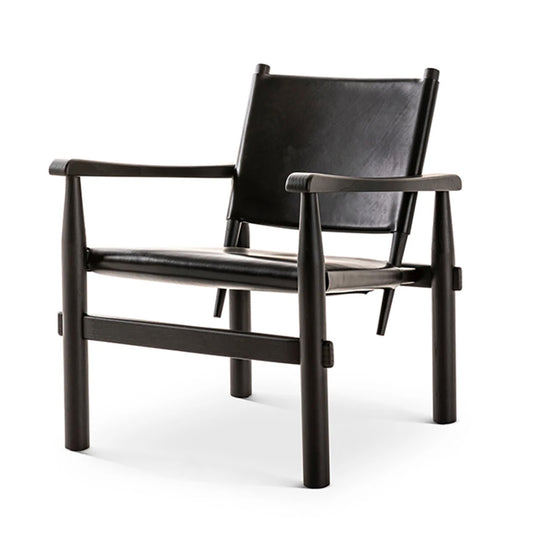 Doron Hotel Chair | Black Saddle Leather Seat and Back