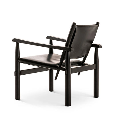 Doron Hotel Chair | Black Saddle Leather Seat and Back