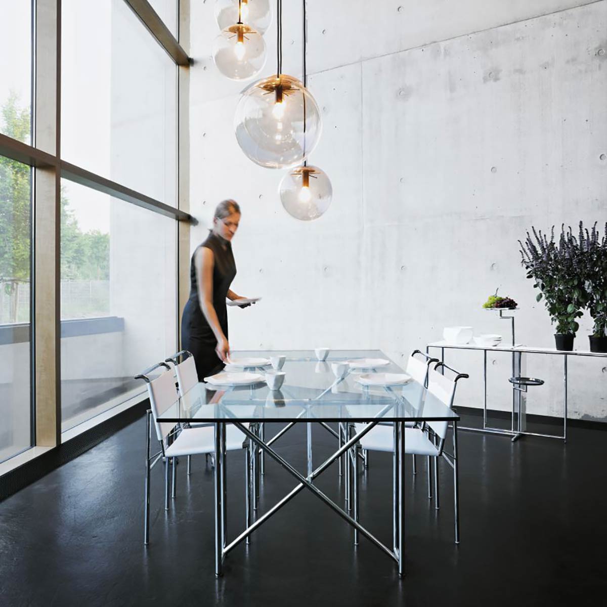 Eileen Gray Double X Table | Polished Plate Glass Top