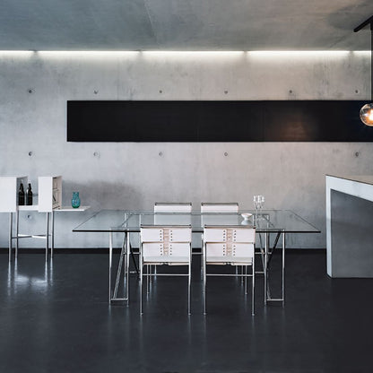 Eileen Gray Double X Table | Polished Plate Glass Top