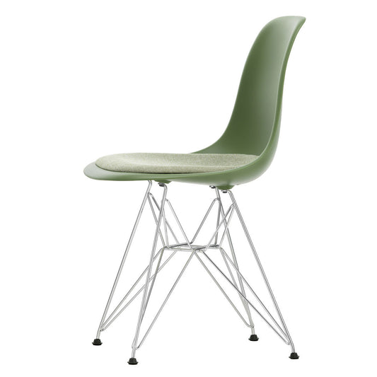 DSR Eames Chair with Seat Pad | Ivory and Forest Hopsak Seat Pad