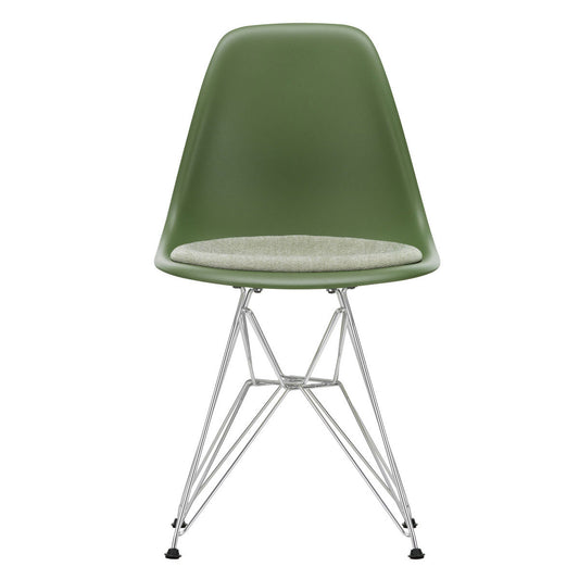 DSR Eames Chair with Seat Pad | Ivory and Forest Hopsak Seat Pad