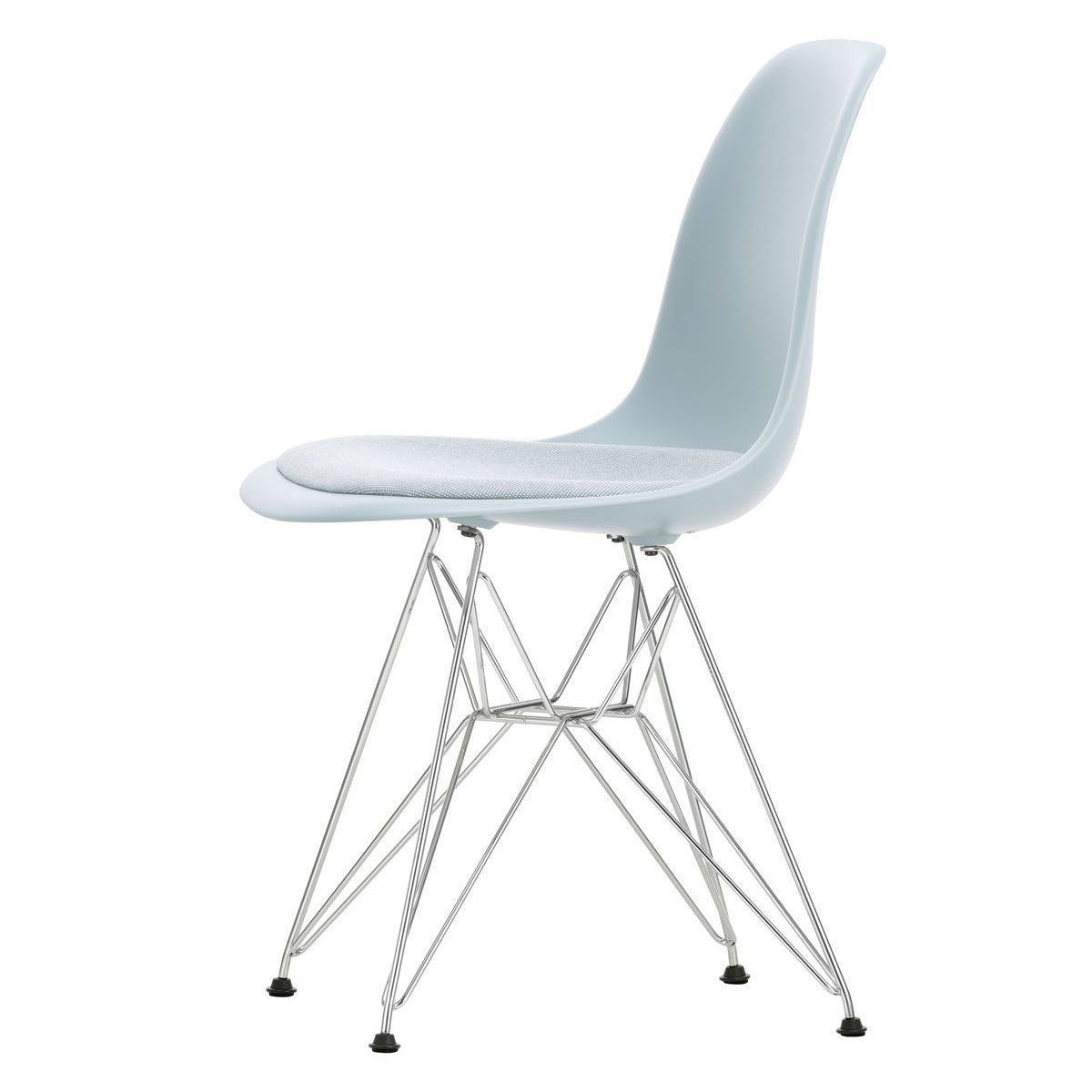 DSR Eames Chair with Seat Pad | Ice Blue and Ivory Hopsak Seat Pad