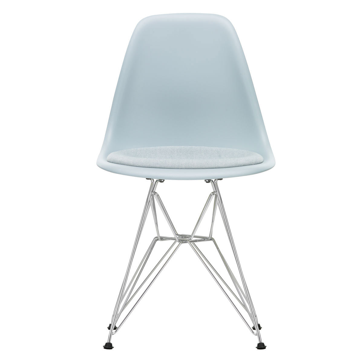 DSR Eames Chair with Seat Pad | Ice Blue and Ivory Hopsak Seat Pad