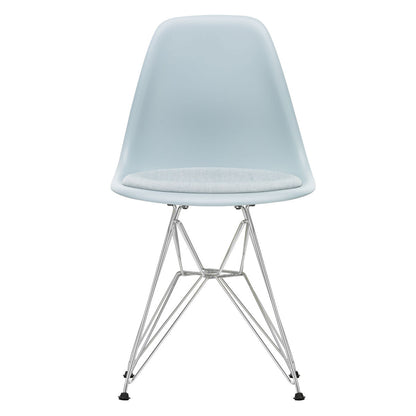 DSR Eames Chair with Seat Pad | Ice Blue and Ivory Hopsak Seat Pad
