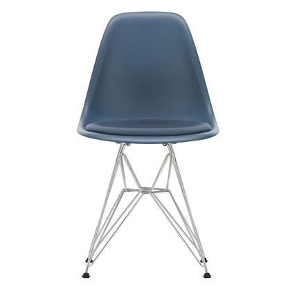 DSR Eames Chair with Seat Pad | Sea Blue and Dark Grey Hopsak Seat Pad