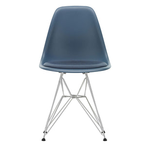 DSR Eames Chair with Seat Pad | Sea Blue and Dark Grey Hopsak Seat Pad