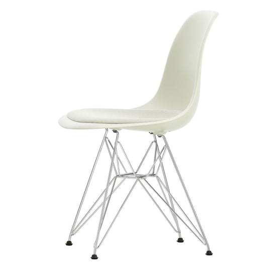 DSR Eames Chair with Seat Pad | Warm Grey and Ivory Hopsak Seat Pad