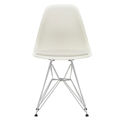DSR Eames Chair with Seat Pad | Warm Grey and Ivory Hopsak Seat Pad