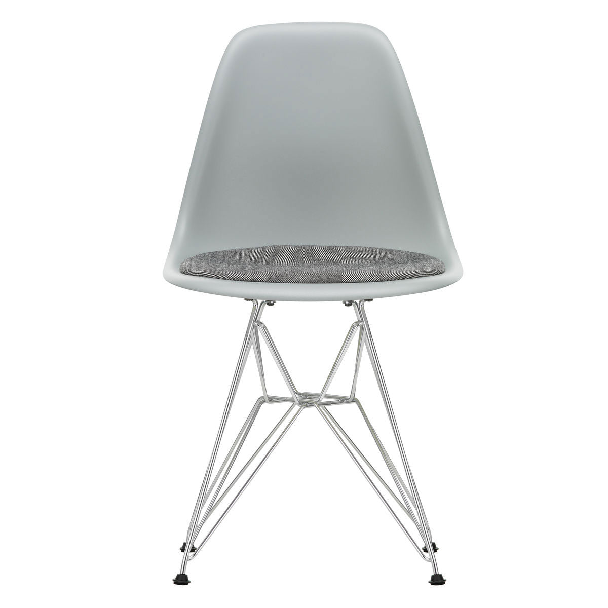 DSR Eames Chair with Seat Pad | Nero and Ivory Hopsak Seat Pad
