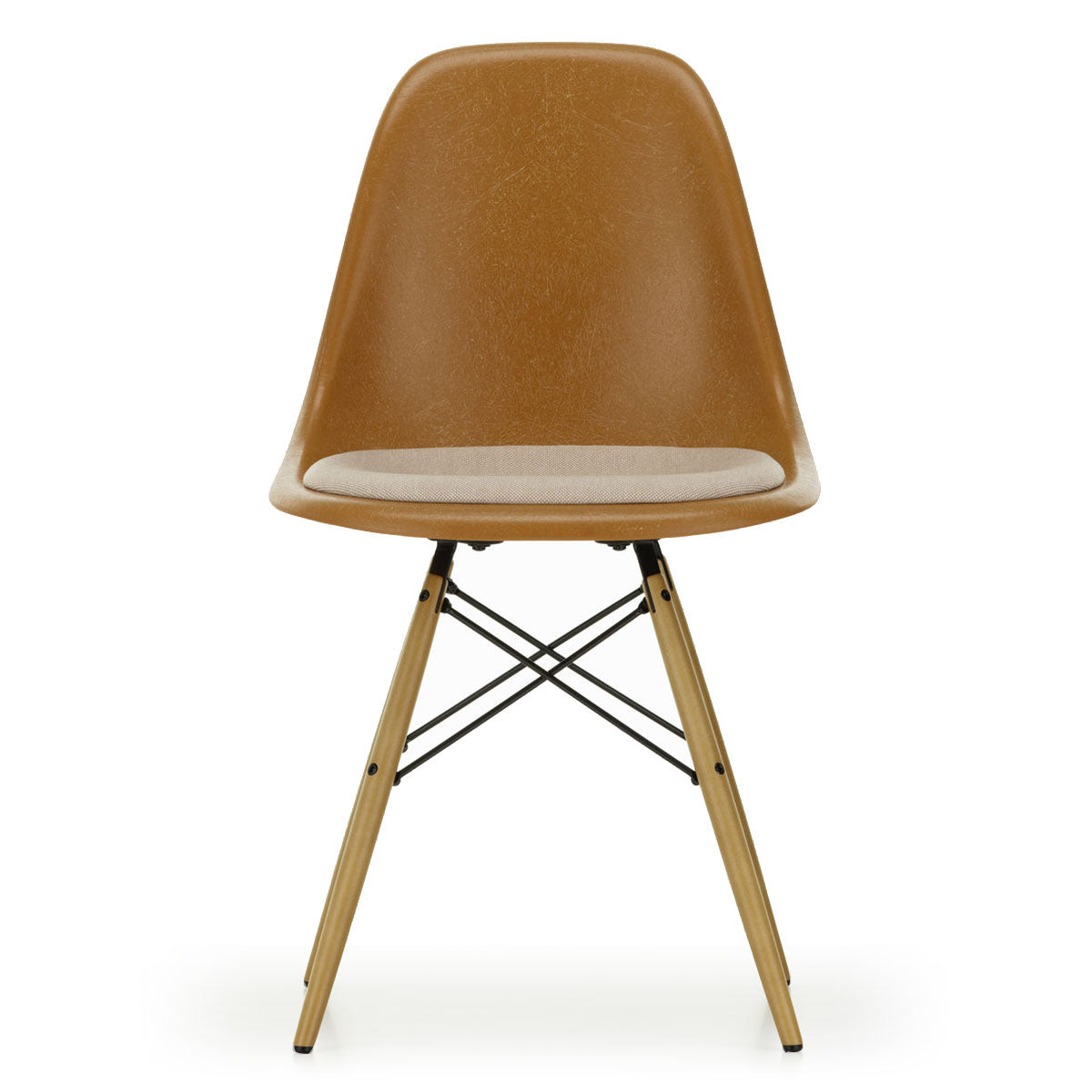 DSW Eames Fiberglass Chair | Warm Grey and Moor Brown Hopsak Seat Pad