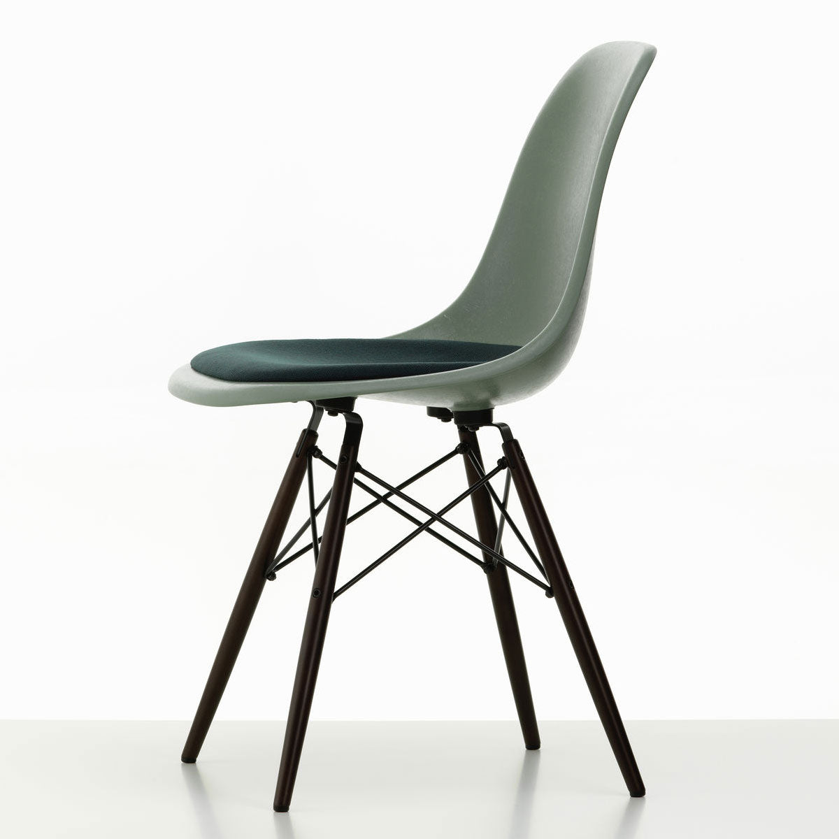 DSW Eames Fiberglass Chair | Petrol and Moor Brown Hopsak Seat Pad
