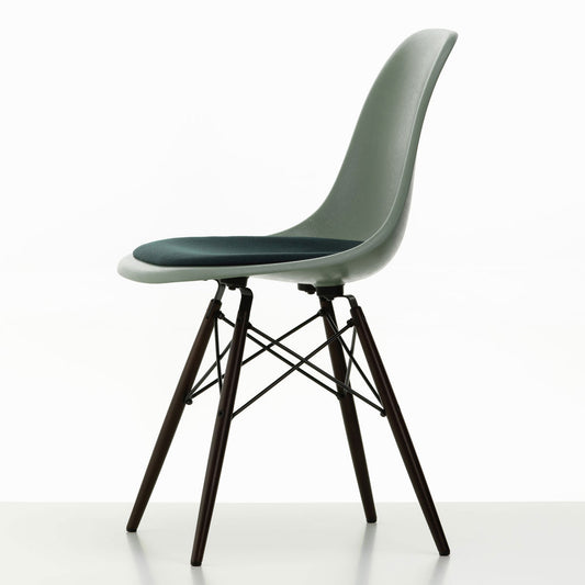 DSW Eames Fiberglass Chair | Petrol and Moor Brown Hopsak Seat Pad