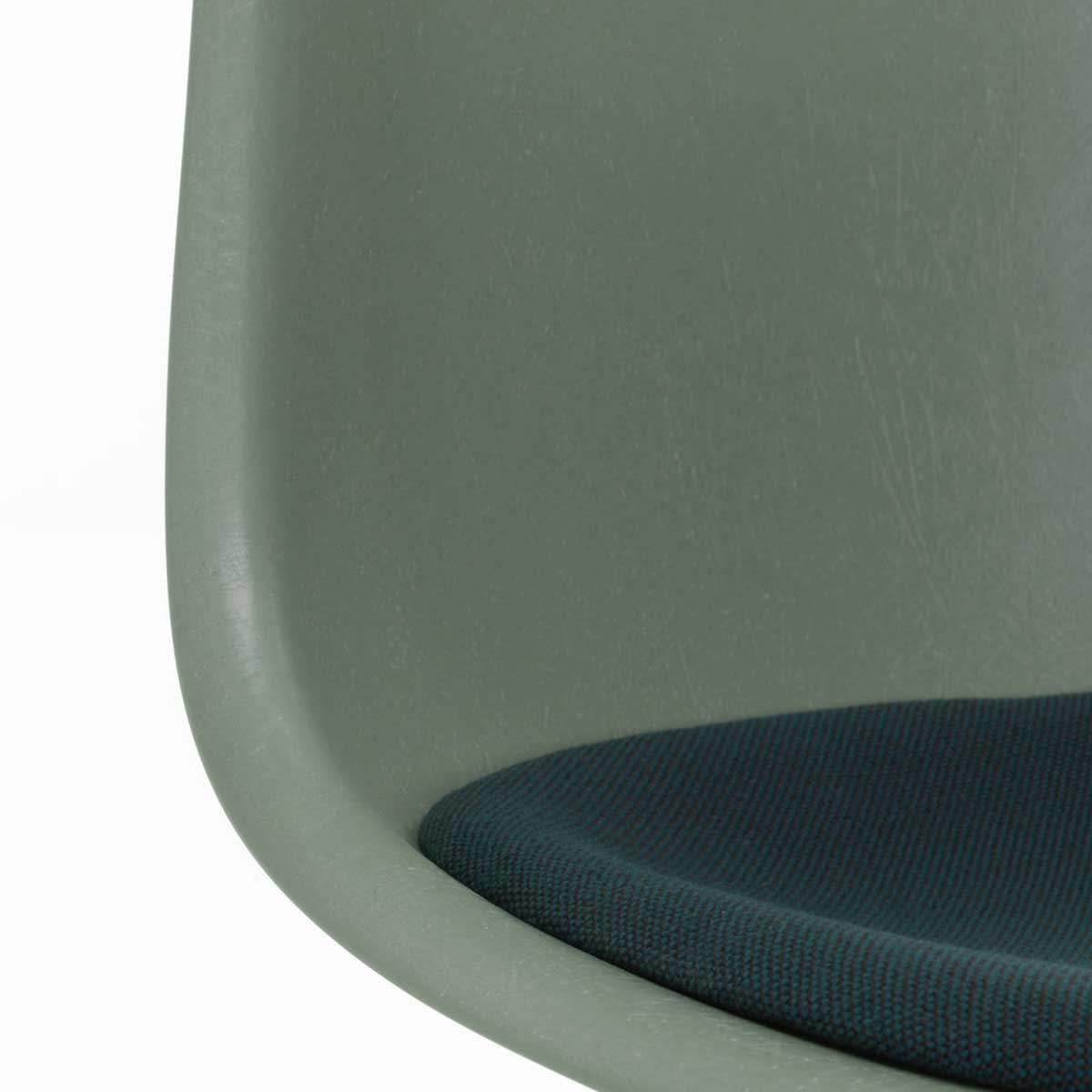 DSW Eames Fiberglass Chair | Petrol and Moor Brown Hopsak Seat Pad