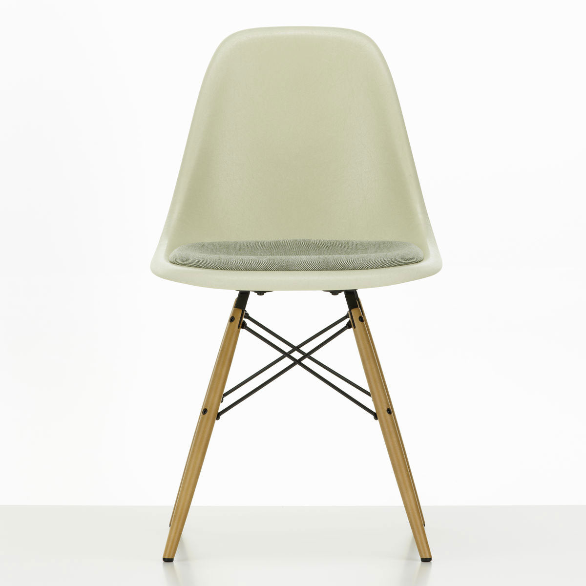 DSW Eames Fiberglass Chair | Ivory and Forest Hopsak Seat Pad