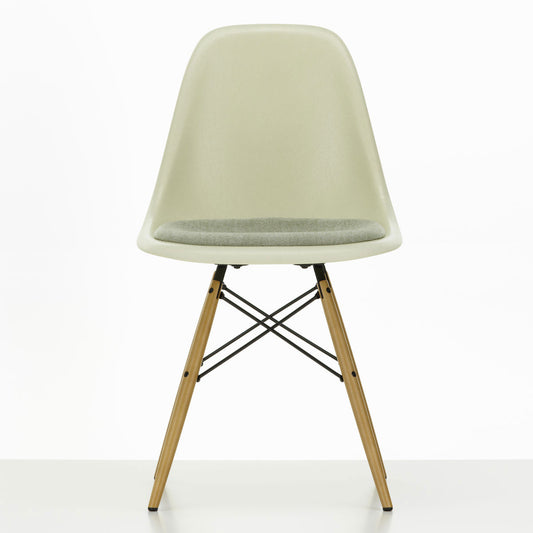 DSW Eames Fiberglass Chair | Ivory and Forest Hopsak Seat Pad