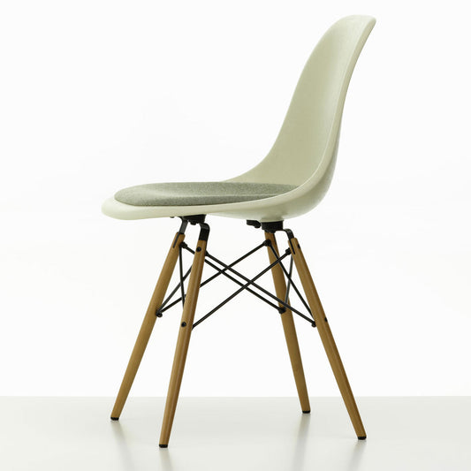 DSW Eames Fiberglass Chair | Ivory and Forest Hopsak Seat Pad