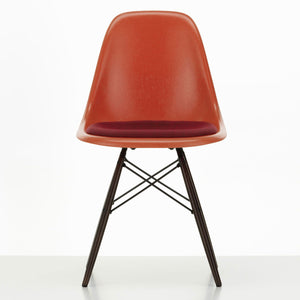 DSW Eames Fiberglass Chair | Red and Moor Brown Hopsak Seat Pad