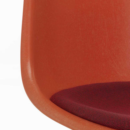 DSW Eames Fiberglass Chair | Red and Moor Brown Hopsak Seat Pad