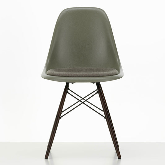 DSW Eames Fiberglass Chair | Warm Grey and Moor Brown Hopsak Seat Pad