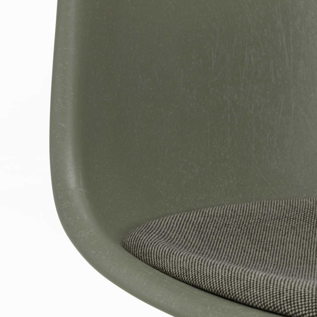 DSW Eames Fiberglass Chair | Warm Grey and Moor Brown Hopsak Seat Pad