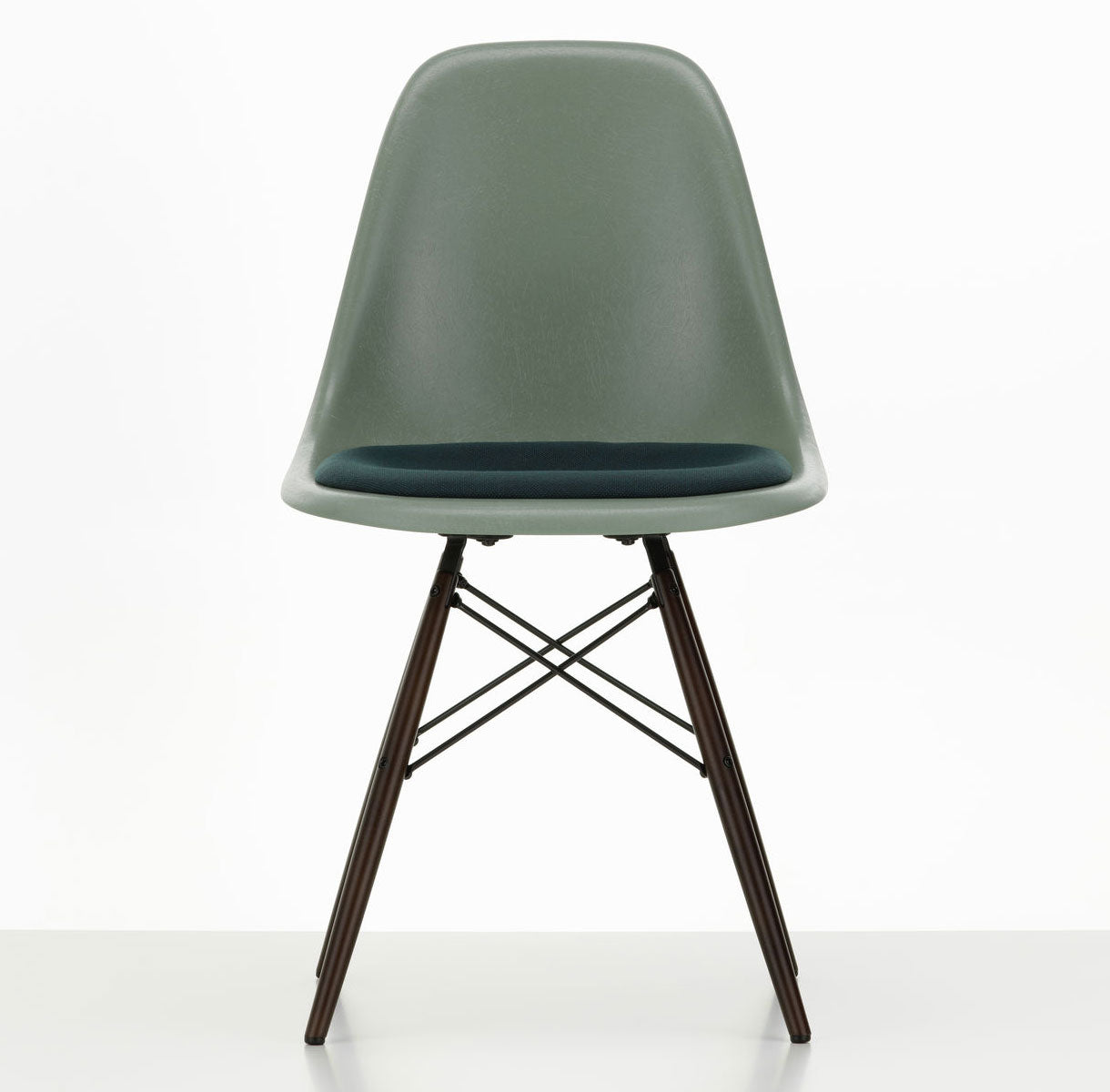 DSW Eames Fiberglass Chair | Petrol and Moor Brown Hopsak Seat Pad