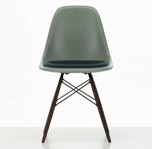 DSW Eames Fiberglass Chair | Petrol and Moor Brown Hopsak Seat Pad