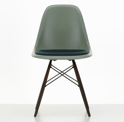 DSW Eames Fiberglass Chair | Petrol and Moor Brown Hopsak Seat Pad
