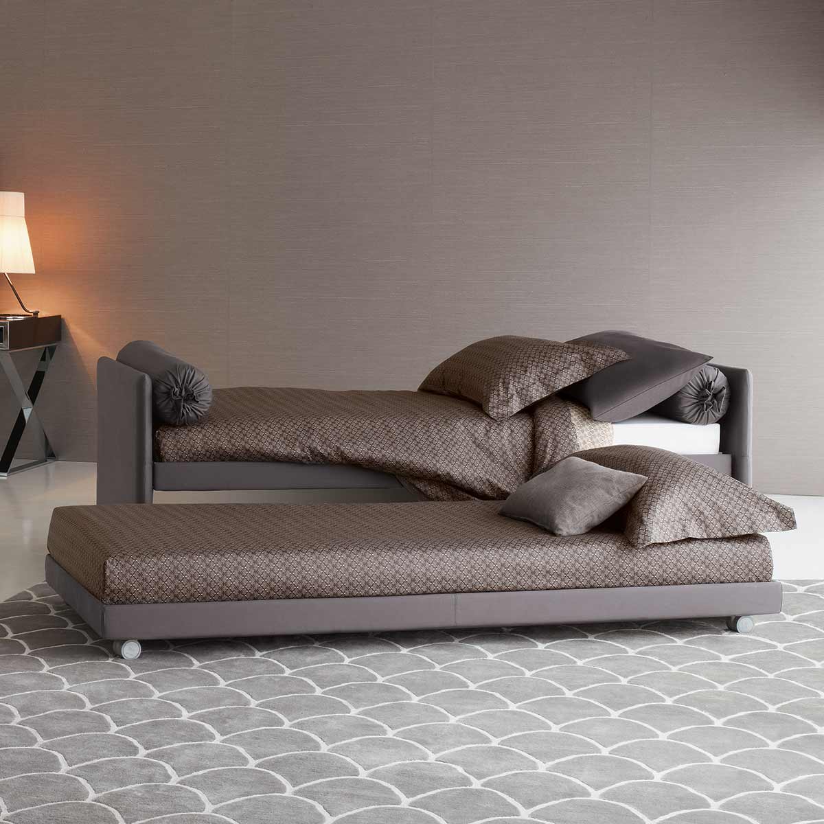 Duetto Bed Complete | Stone 568 Seattle Fabric