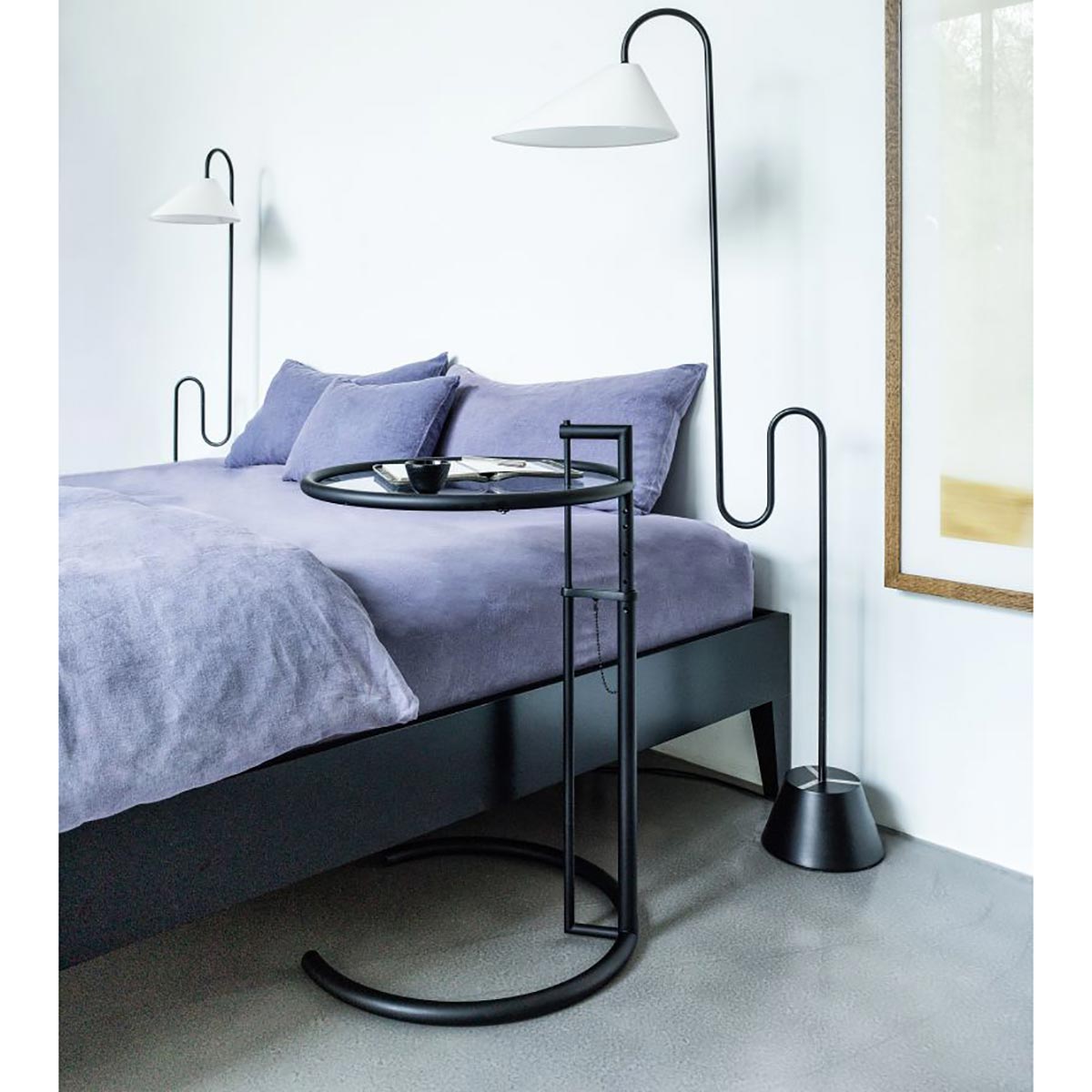 Eileen Gray E1027 Side Table | Matt Black Frame
