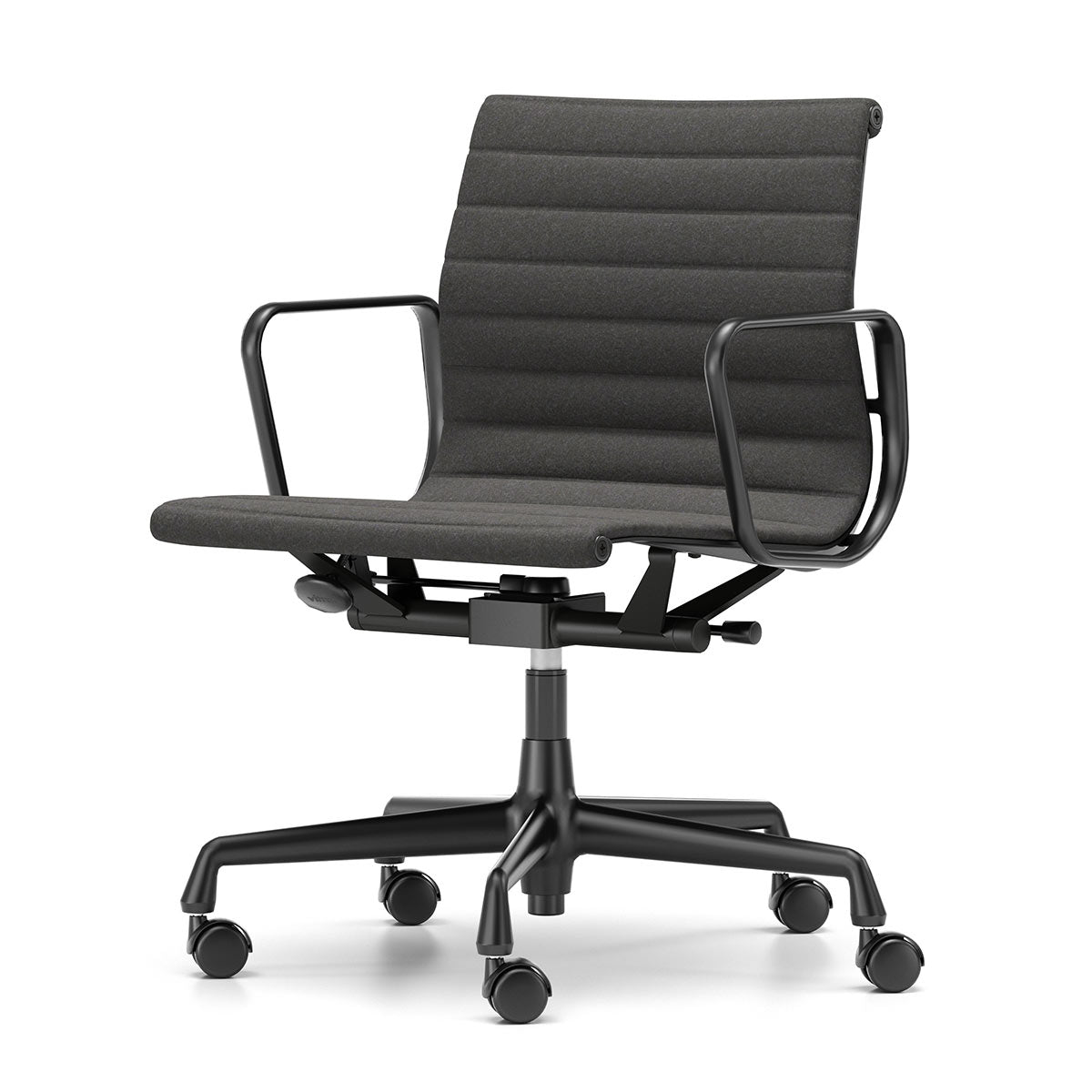 Aluminium Group EA 118 Chair | Black Leather Seat and Back