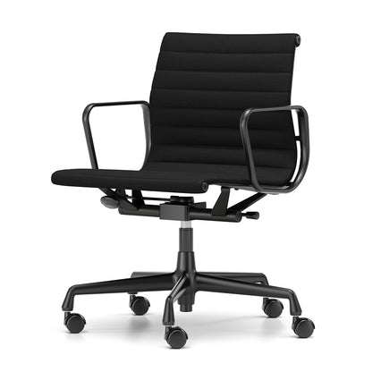 Aluminium Group EA 118 Chair | Black Leather Seat and Back
