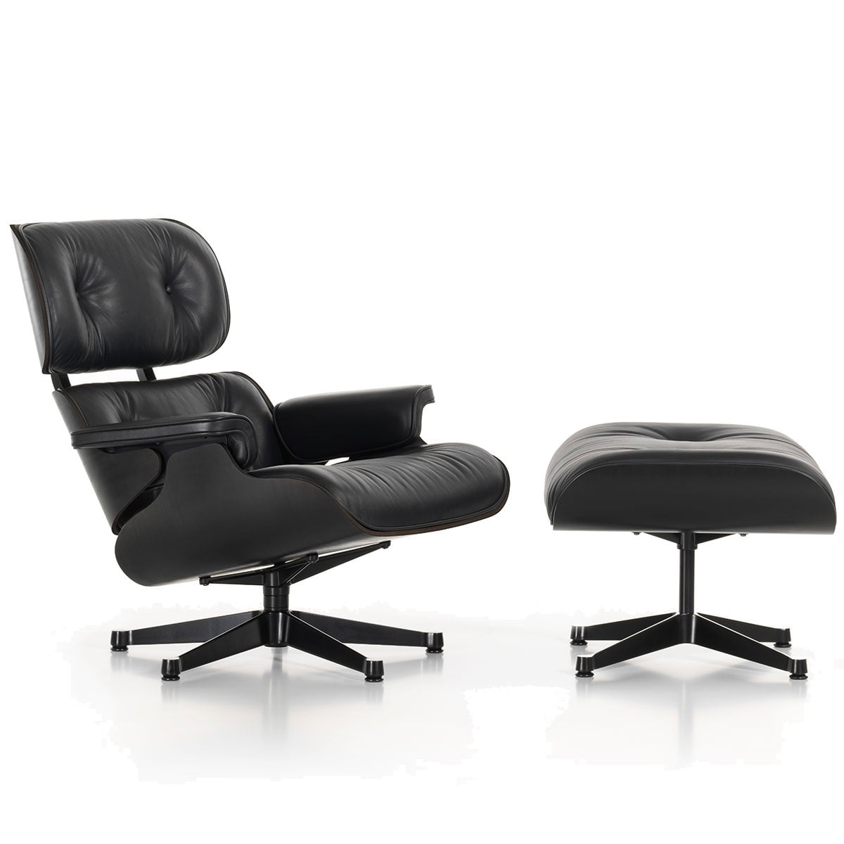 Eames Lounge Chair & Ottoman | Nero Premium F Leather Black Chestnut Shell