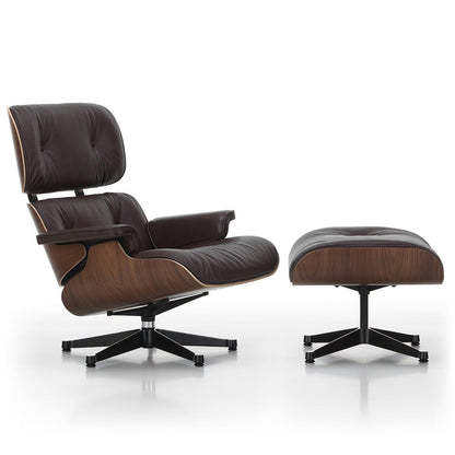 Eames Lounge Chair & Ottoman | Chocolate Natural F Leather Dark Walnut Shell