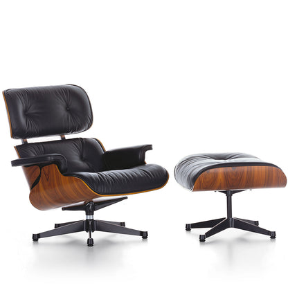 Eames Lounge Chair & Ottoman | Black Premium F Leather Santos Palisander Shell