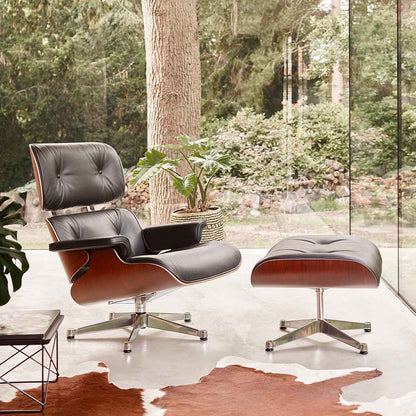 Eames Lounge Chair & Ottoman | Black Premium F Leather Santos Palisander Shell