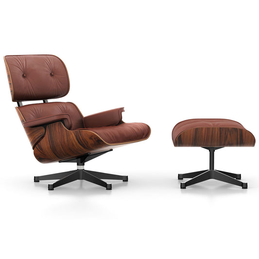 Eames Lounge Chair & Ottoman | Brandy Premium F Leather Santos Palisander Shell