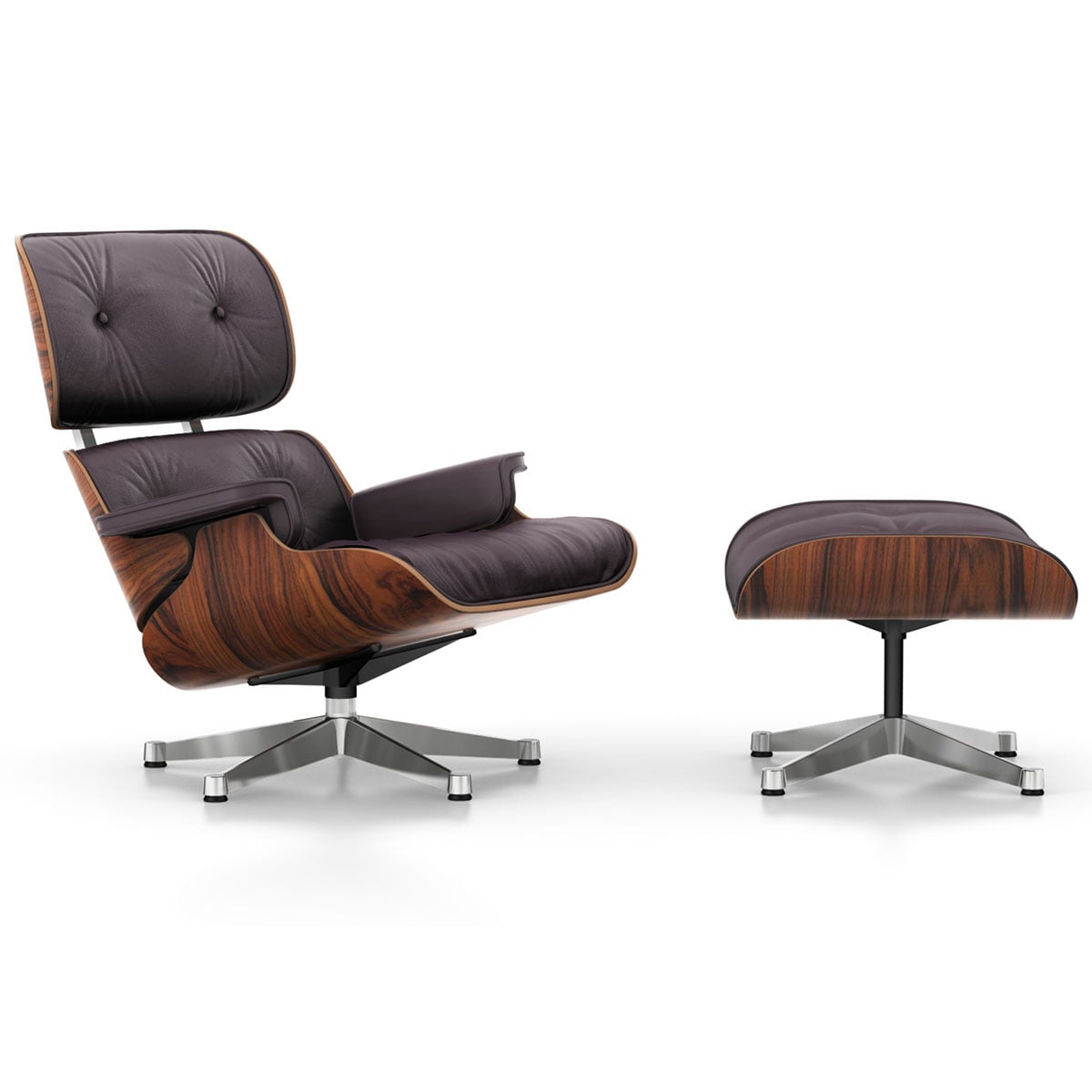 Eames Lounge Chair & Ottoman | Dk Anthracite Calma Velvet Santos Palisander Shell