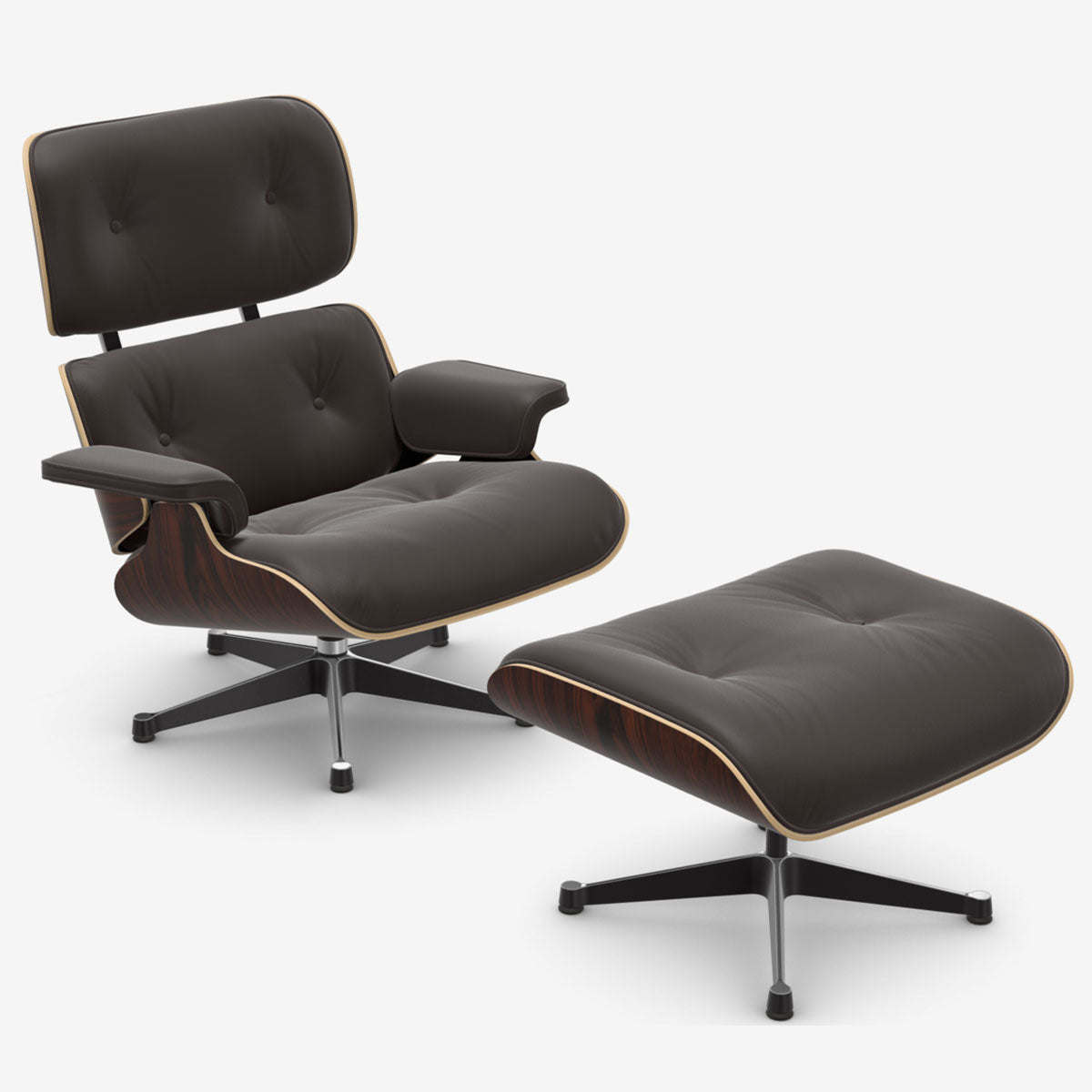 Eames Lounge Chair & Ottoman | Plum Premium Leather Santos Palisander Shell