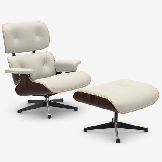 Eames Lounge Chair & Ottoman | Snow Premium F Leather Santos Palisander Shell