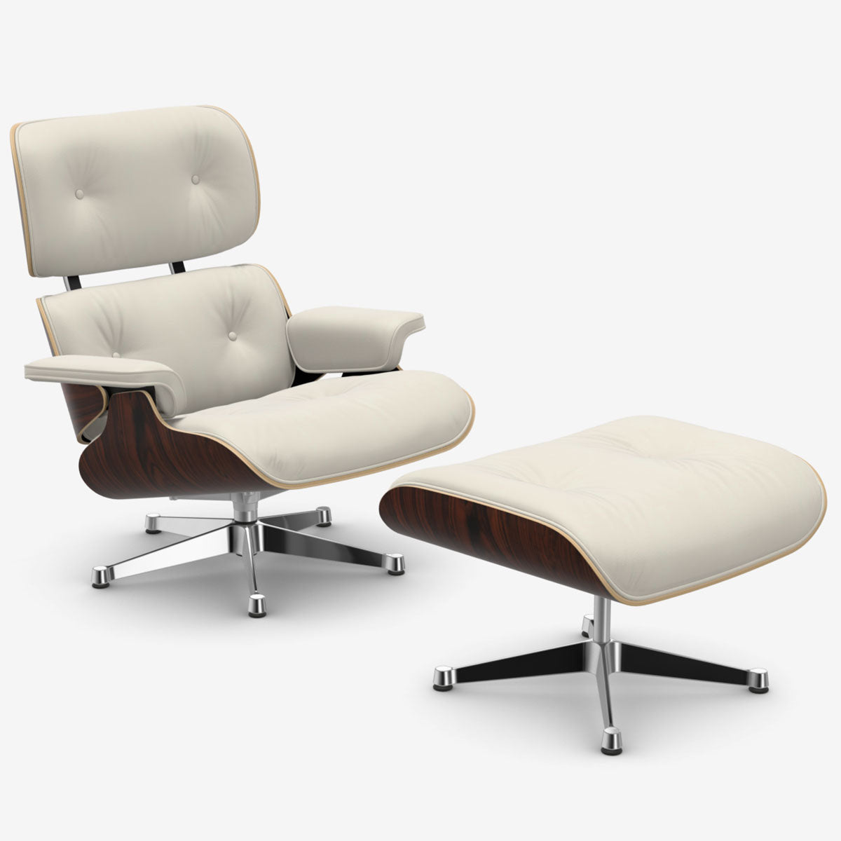 Eames Lounge Chair & Ottoman | Snow Premium F Leather Santos Palisander Shell