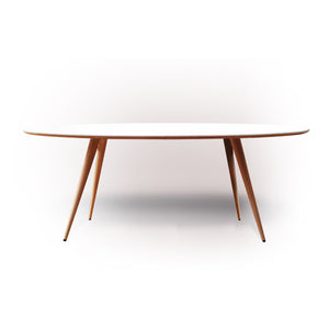 Edge Extending Oval Table GM3900 | White Corian Top Walnut Legs