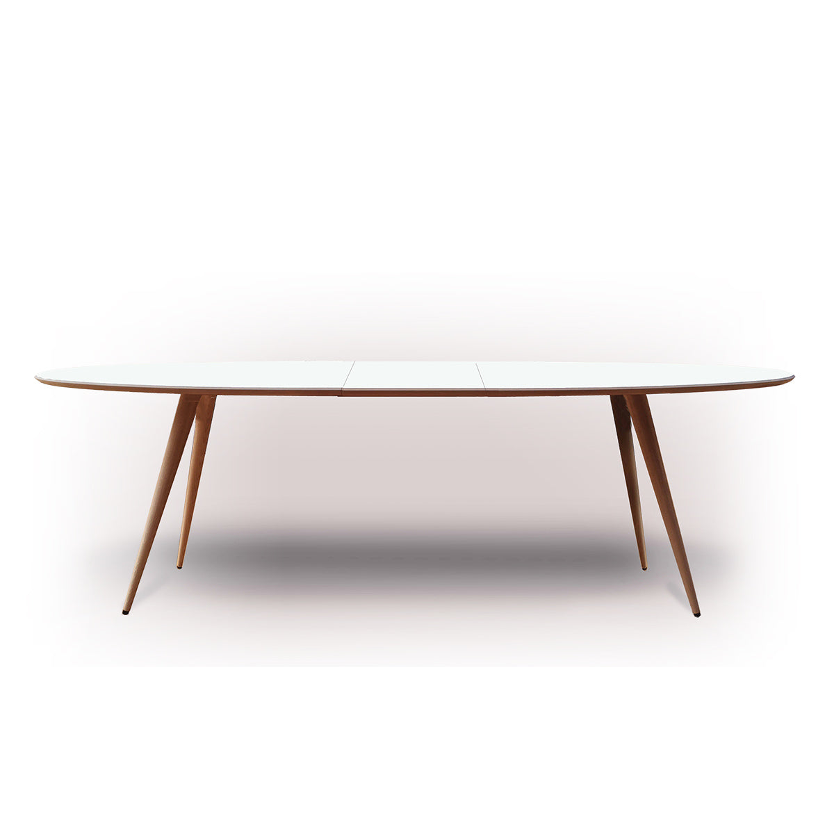 Edge Extending Oval Table GM3900 | White Corian Top Walnut Legs